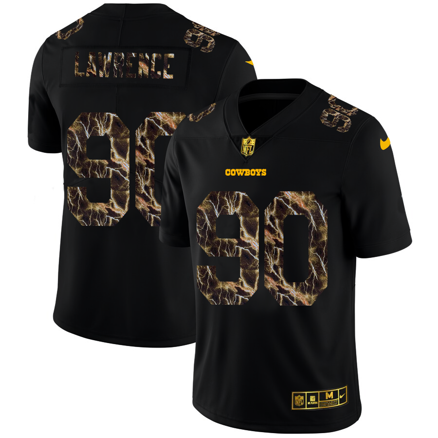 2020 Dallas Cowboys #90 Demarcus Lawrence Men Black Nike Flocked Lightning Vapor Limited NFL Jersey->customized nfl jersey->Custom Jersey